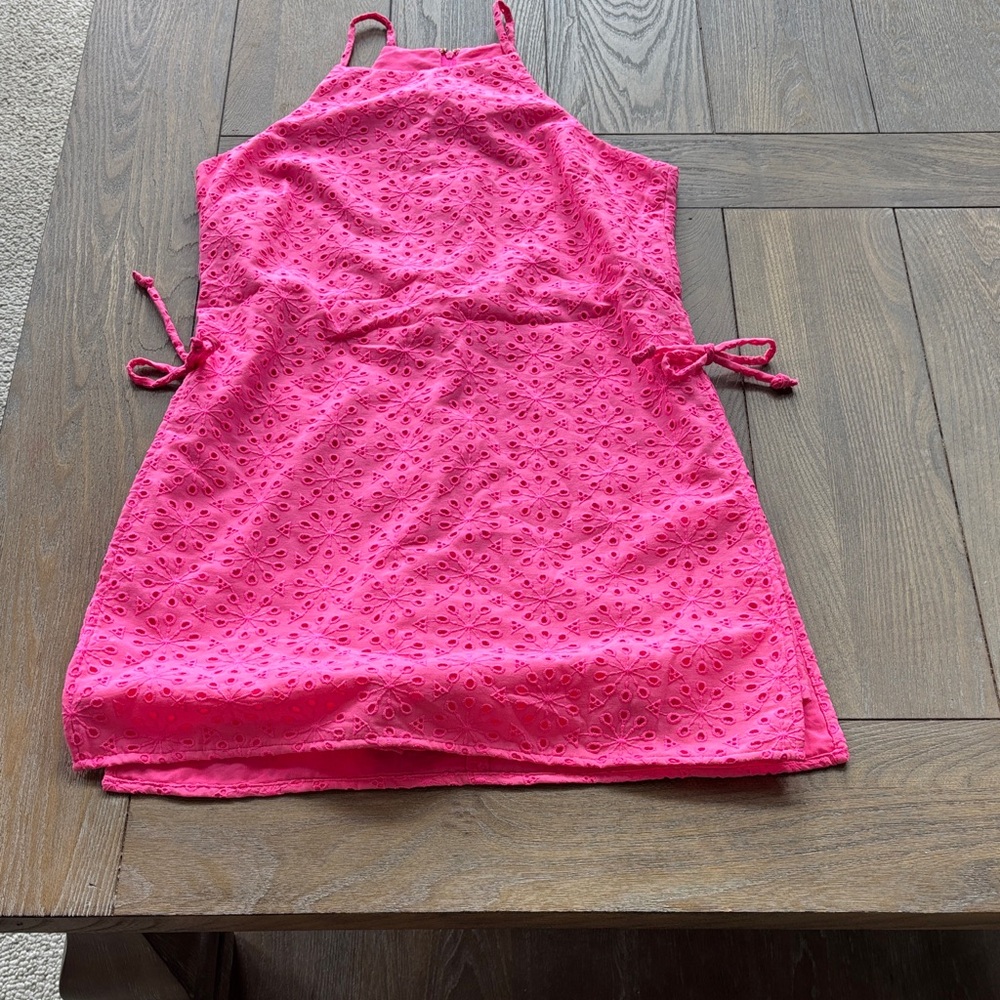 Lilly Pulitzer Hot Pink Eyelet Halter Dress